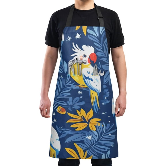 Tropical Birds Chef Kitchen Apron with Pockets for Women Waterproof Aprons for Cooking Baking