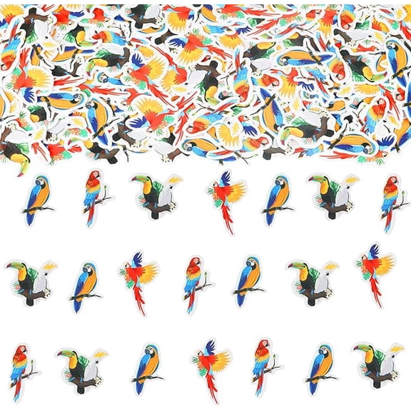 Tropical Birds Decorations, 200Pcs Hawaiian Parrot Confetti for Table, Summer Beach Luau Rainforest Party Supplies