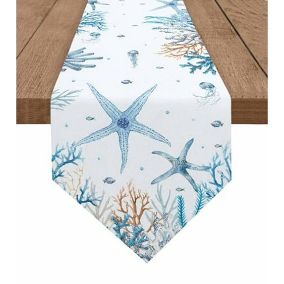 Tropical Birds Flower Cotton and Linen Triangle Table Runners Long Dresser Scarves Table Decoration for Wedding Party/Graduation Ceremony/Banquet Spring Summer Blue White Watercolor