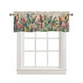 thumbnail image 1 of Tropical Birds Linen Curtain Valance for Bedroom/Bathroom/Kitchen/Office/Living/Dining Room Windows,Rustic Green Palm Tree Leaves Animal Rod Pocket Topper Drapes Decorative Cafe Drapery Panel 42x18, 1 of 6