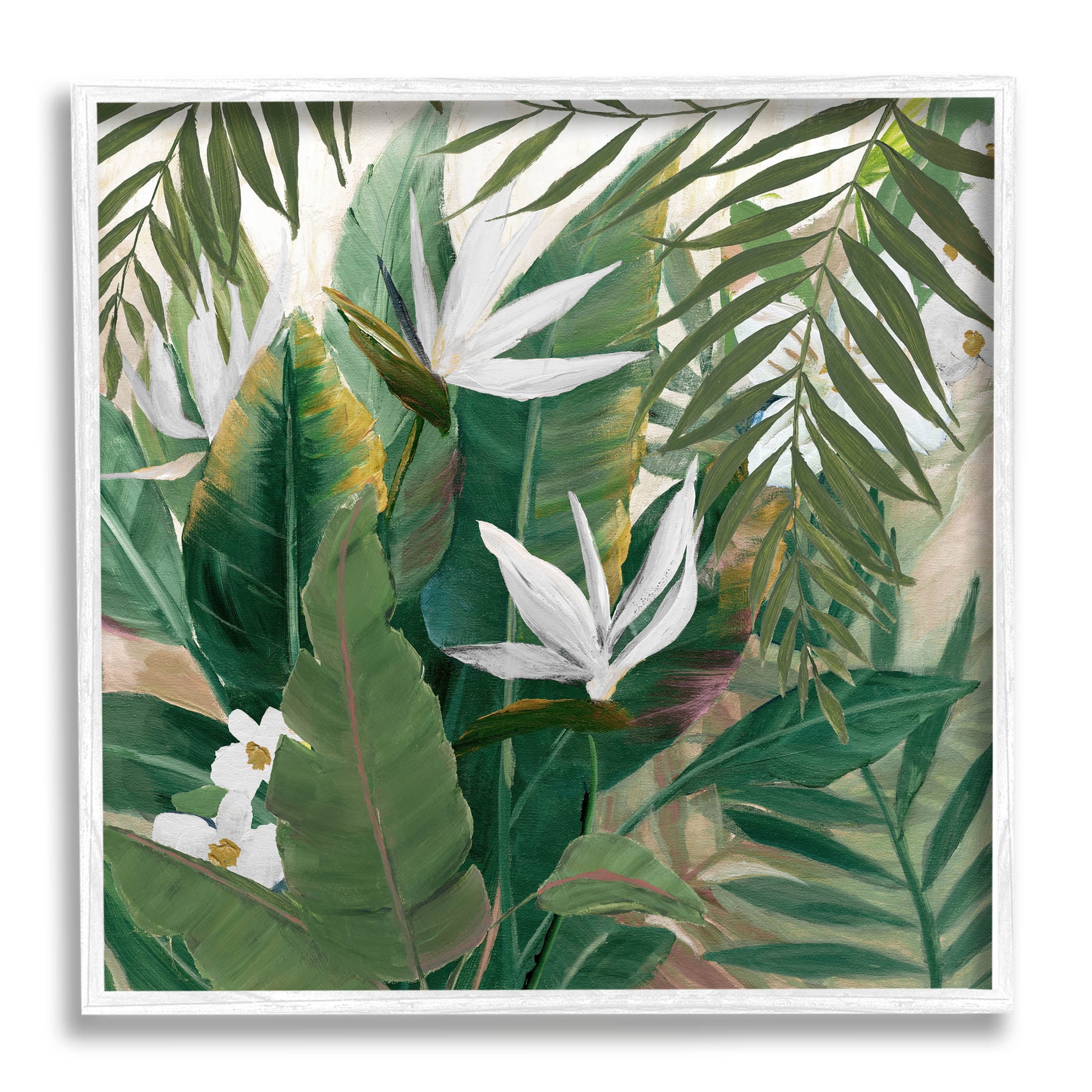 Tropical Birds Of Paradise Plant Botanical & Floral Graphic Art White Framed Art Print Wall Art