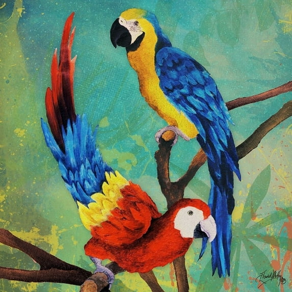 Tropical Birds in Love II Poster Print by Elizabeth Medley