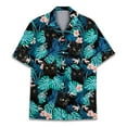 thumbnail image 1 of Tropical Black Cat Hawaiian Shirts for Men Women, Funny Black Cat Short Sleeve Button Down Shirt, 1 of 7