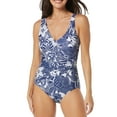 thumbnail image 1 of Tropical Bloom Draped Sash Underwire One-Piece Swimsuit, 1 of 3