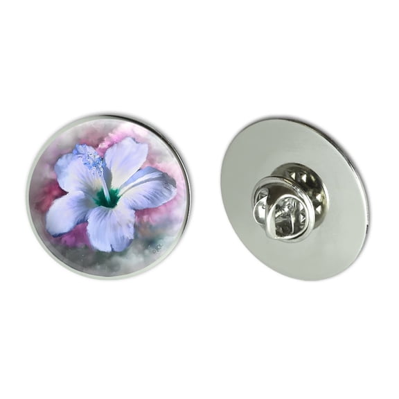 Tropical Blue Hibiscus Hawaiian Bloom Metal 1.1" Tie Tack Hat Lapel Pin Pinback