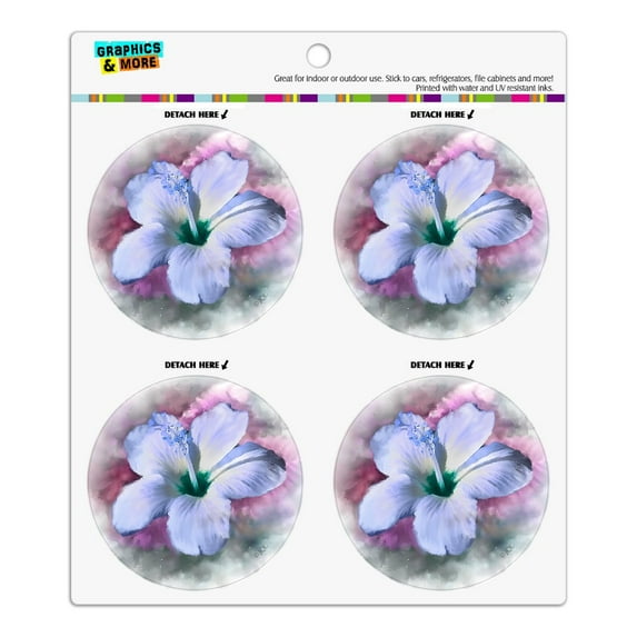 Tropical Blue Hibiscus Hawaiian Bloom Refrigerator Fridge Locker Vinyl Circle Magnet Set