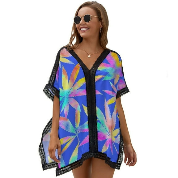 Tropical Blue Pegatina Printed Women's Swimsuit Cover Up Summer Swimsuit Dress