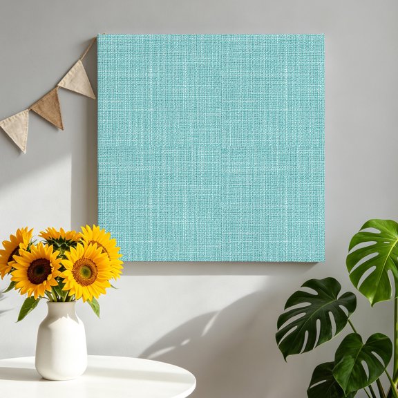 Tropical Blue Solid Canvas Wall Art, Minimalist Cloth Mint Blue Linen Texture Rustic Pictures Wall Decor Wooden Framed Artwork Art Prints for Living Room Hallway Bedroom Office 8"x8"