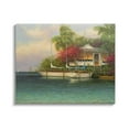 thumbnail image 1 of Tropical Boats Waterfront Scenery Landscape Painting Gallery Wrapped Canvas Print Wall Art, 1 of 7