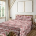 thumbnail image 1 of Ambesonne Tropical Boho Fitted & Flat Sheet with Shams 4 Pcs Set, Flamingo Floral Print, Full, Ruby Pale Ruby Off White, 1 of 5