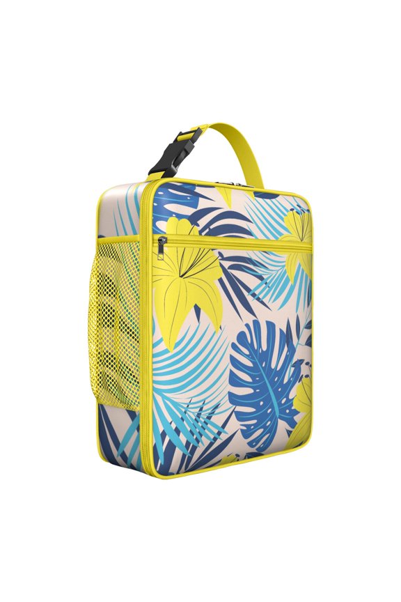 Tropical Boho Summer Beach Insulated Lunch Bag – Tropical Floral Hawaiian Print Jungle Leaves Exotic Floral Hawaiian Hibiscus Botanical Jungle Leaves Summer Hawaiian Palm Leaf Resort Tote