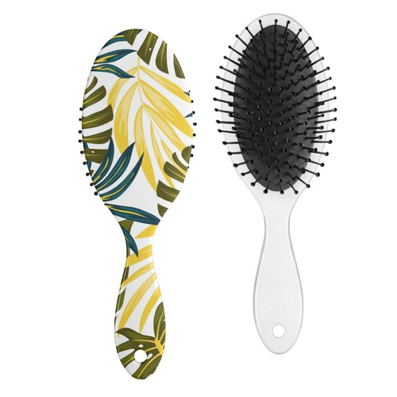 Tropical Botanical Hair Brush, Palm Leaf Detangler Paddle Comb with Leafy Design, Soft Bristles for All Hair Types, Travel & Gift Ready Hairbrush