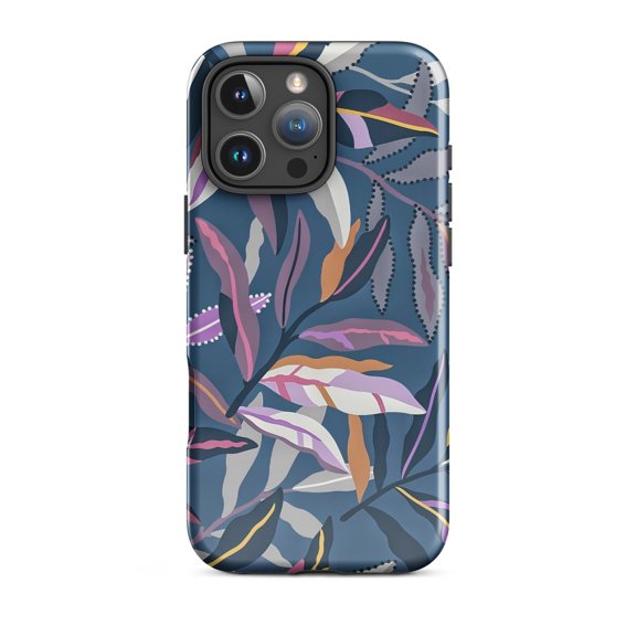 Tropical Botanical Leaf Print Tough Phone Case for Apple iPhone | Dual-Layer Protection