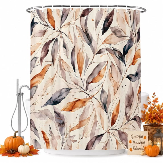 Tropical Botanical Shower Curtain, Waterproof Shower Curtains for Bathroom, Modern Abstract Leaves Rustic Boho Washable Fabric Bathtub Curtain Set Bath Decor with 12 Hooks 72"x78"
