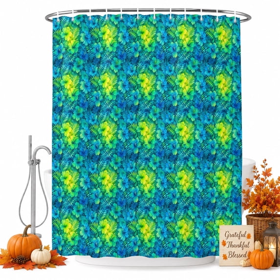 Tropical Botanical Shower Curtain, Waterproof Shower Curtains for Bathroom, Summer Seasonal Floral Monstera Leaf Washable Fabric Bathtub Curtain Set Bath Decor with 12 Hooks Extra Long 72"x96"