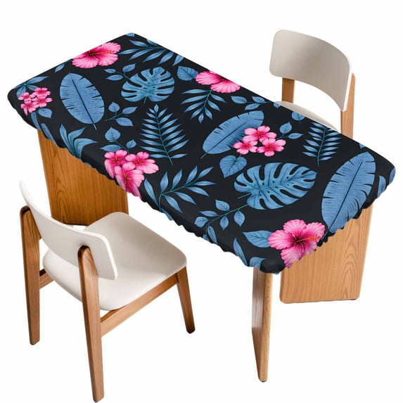 Tropical Botanical Table Cloths for 3 Foot Rectangle Tables, Blue ...
