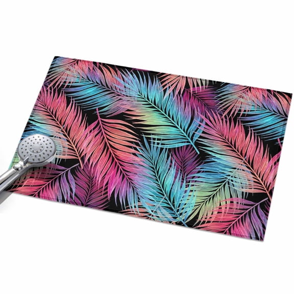 Tropical Botanical Washable Area Rug 2 x 3 ft Gradient Fantasy Palm Leaf Fern Leaf Soft Non Slip Rugs Stain Repellent Indoor Felt Carpet for Living Dining Room Bedroom Home Office