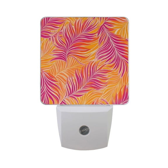 Tropical Bright Color Palm Tree Leaves LED Night Light with Smart Sensor Plug Into Wall Dusk to Dawn 2 packs