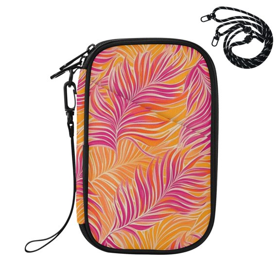 Tropical Bright Color Palm Tree Leaves Passport Holder Travel Document Organizer Credit Card Case Coin Purse Wallet RFID Blocking