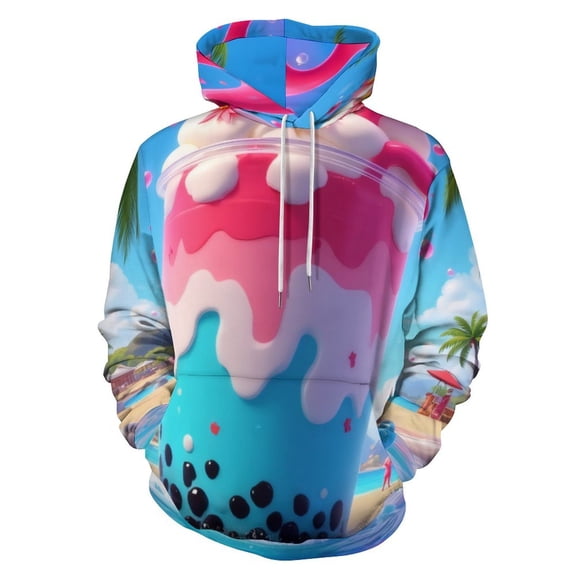 Tropical Bubble Tea Cup 3D Print Hoodie Men Women Autumn Thin Pullover Sweatshirt Vintage Streetwear Tops