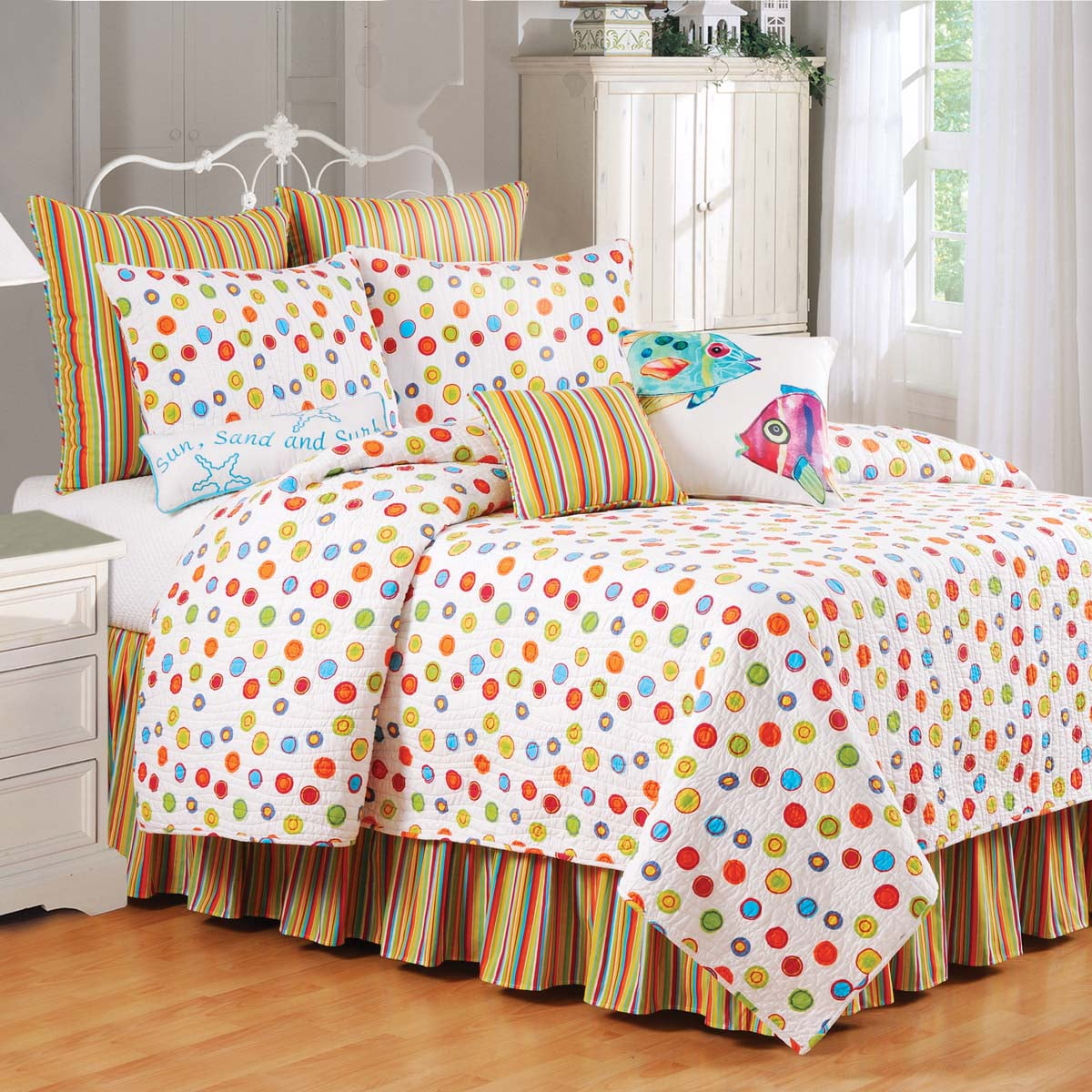Tropical Bubbles Multicolor Cotton Embroidered Standard Sham