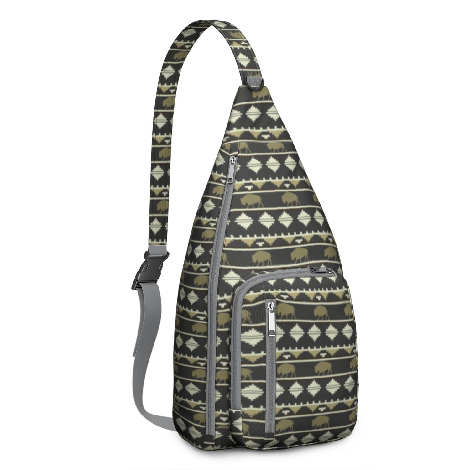 Tropical Buffalo & Floral Chest Bag - Cute Cow & Grassland Print Sling Backpack for Nature Lovers (Farm Animal Design, Adjustable Convertible Strap)