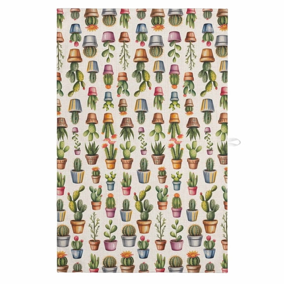 Tropical Cactus 1 Pack Kitchen Towel, Water Absorbent Dish Towel, Spring Summer Potted Plants Rustic Decorative Hand Towels - Quick Drying Cloth for Cooking Baking, 18x28 Inch