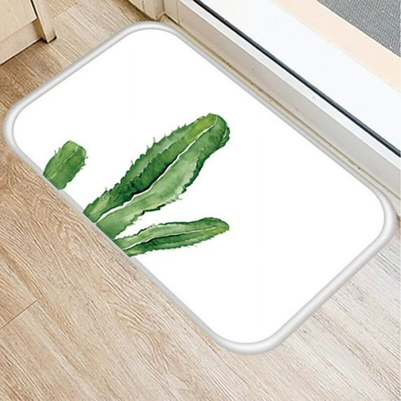 Tropical Cactus Pattern 40*60 Door Mat Coral Velvet Carpet Rubber Indoor Floor Mats Non-Anti-Slip Rug