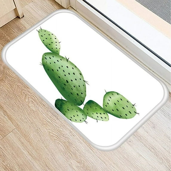 Tropical Cactus Pattern 40*60 Door Mat Coral Velvet Carpet Rubber Indoor Floor Mats Non-Anti-Slip Rug