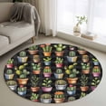thumbnail image 1 of Tropical Cactus Round Area Rug 3.3Ft Washable Circle Rugs for Dining Room Table, Spring Summer Potted Plants Black Plaid Non-Slip Carpet Floor Mats Indoor Outdoor Carpet Runner Aesthetic Home Decor, 1 of 8