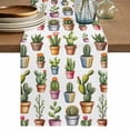 thumbnail image 1 of Tropical Cactus Table Runner 70 Inches, Spring Summer Potted Plants Watercolor Bed Runner Dresser Scarves Tabletop for Indoor Outdoor Parties/Ceremony/Banquet, 13" x 70", 1 of 9