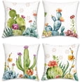 thumbnail image 1 of Tropical Cactus Throw Pillow Covers 18 x 18 Inch Floral Leaf Succulent Plants Outdoor Decorative Pillows Soft Velvet Cushion Cases for Couch Sofa Bed Home Decor Set of 4, 1 of 6