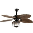 thumbnail image 1 of Tropical Ceiling Fan with Light 52 Inch Palm Leaf Ceiling Fan 5 ABS Palm Blades Glass Lampshade Chandelier Lighting Fixture 3-Speed Changes w/Remote Reversible for Kitchen Bedroom Living Room, 1 of 9