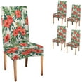 thumbnail image 1 of Tropical Chair Cover Leaves and Flowers Hibiscus Palm Slipcovers for Chairs Set of 4 Stretch Removable Washable Chair Covers for Dining Room Hotel Kitchen, 1 of 5