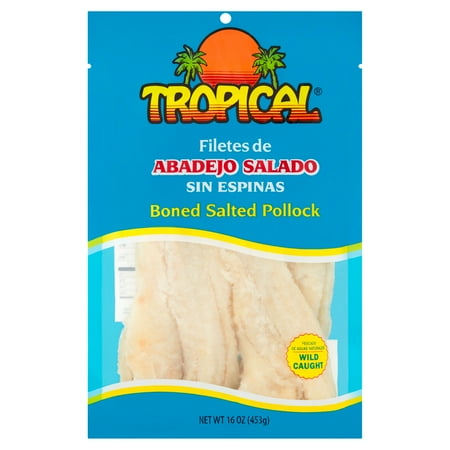 Tropical Cheese Salted Pollock Fillets, Abadejo Salado 16oz, Wild Caught, Bag
