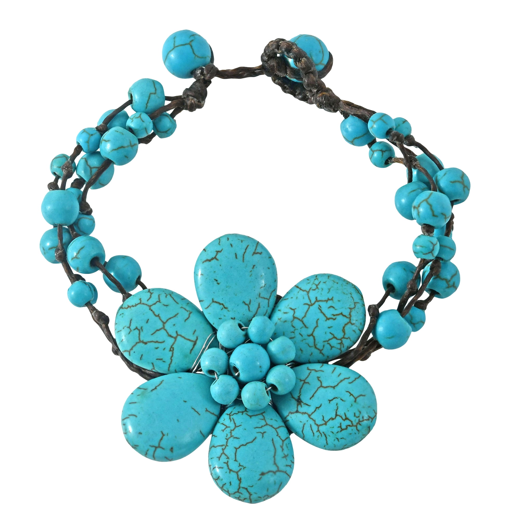 Tropical Chic Flower Blue Turquoise Multistrand Cotton Rope Toggle tropical-chic-flower-blue-turquoise-multistrand-cotton-rope-toggle