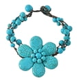 thumbnail image 1 of Tropical Chic Flower Blue Turquoise Multistrand Cotton Rope Toggle Bracelet, 1 of 5