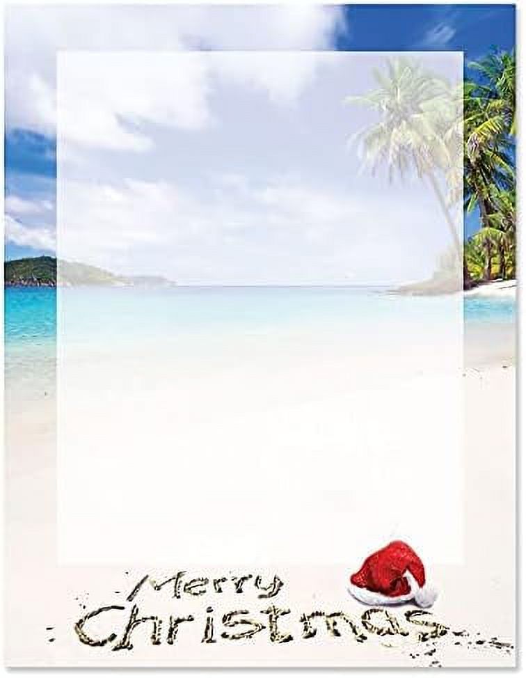 Tropical Christmas Letter Papers Set Of 25, Holiday Stationery Papers