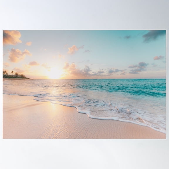 Tropical Clear Ocean Sunset Poster Wall Art, Modern Wall Decor For Living Room Bedroom, 12x18 UNFRAMED