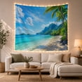 thumbnail image 1 of Tropical Coastal Landscape with Palm Trees on Sandy Shore, Serene Coastal for Beach Lovers, Nature Wall Art Decor Housewarming Gift Tapestry Wall Hanging for Living Room and Bedroom, 1 of 7