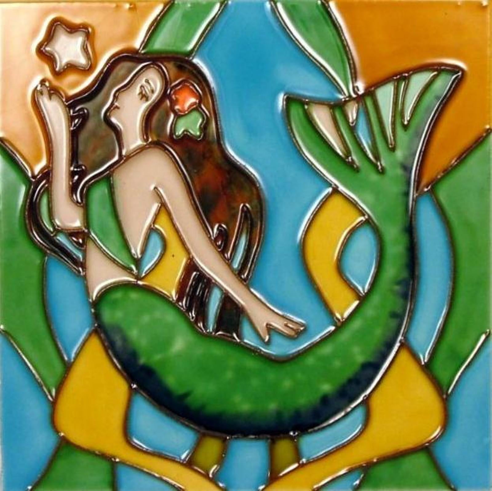 Tropical Coastal Mermaid Siren of the Sea 6 Inch Square Ceramic Tile