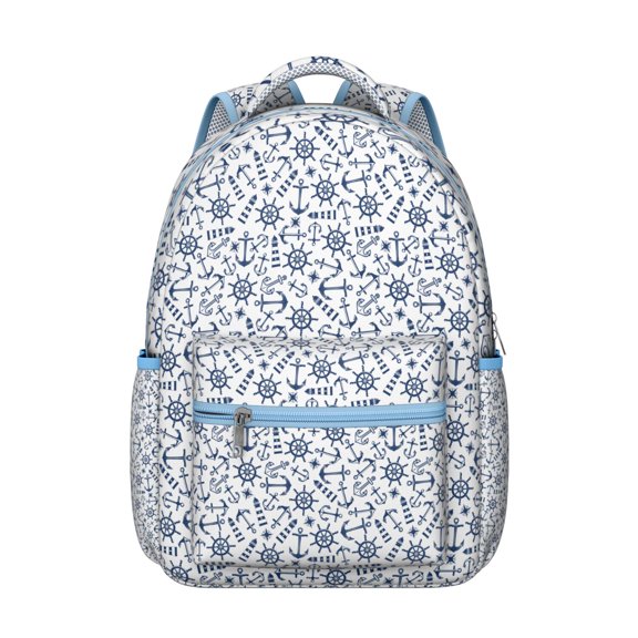 Tropical Coastal Student Backpack Waterproof Scratch-Resistant Composite Oxford Cloth with Coral, Seashell, and Ocean Waves Print, Adjustable Straps, Perfect for School and Outdoor Use