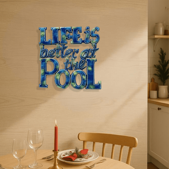 Tropical Coastal Summer Wall Art Durable Iron Poolside Decor Rust-Resistant Vibrant Design for Bathroom Patio & Gifting