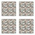 thumbnail image 1 of Tropical Coaster Set of 4, Abstract Design Pastel Tone Hawaiian Style Exotic Leaves with Animal Skin Shapes, Square Hardboard Gloss Coasters, Standard Size, Multicolor, by Ambesonne, 1 of 2
