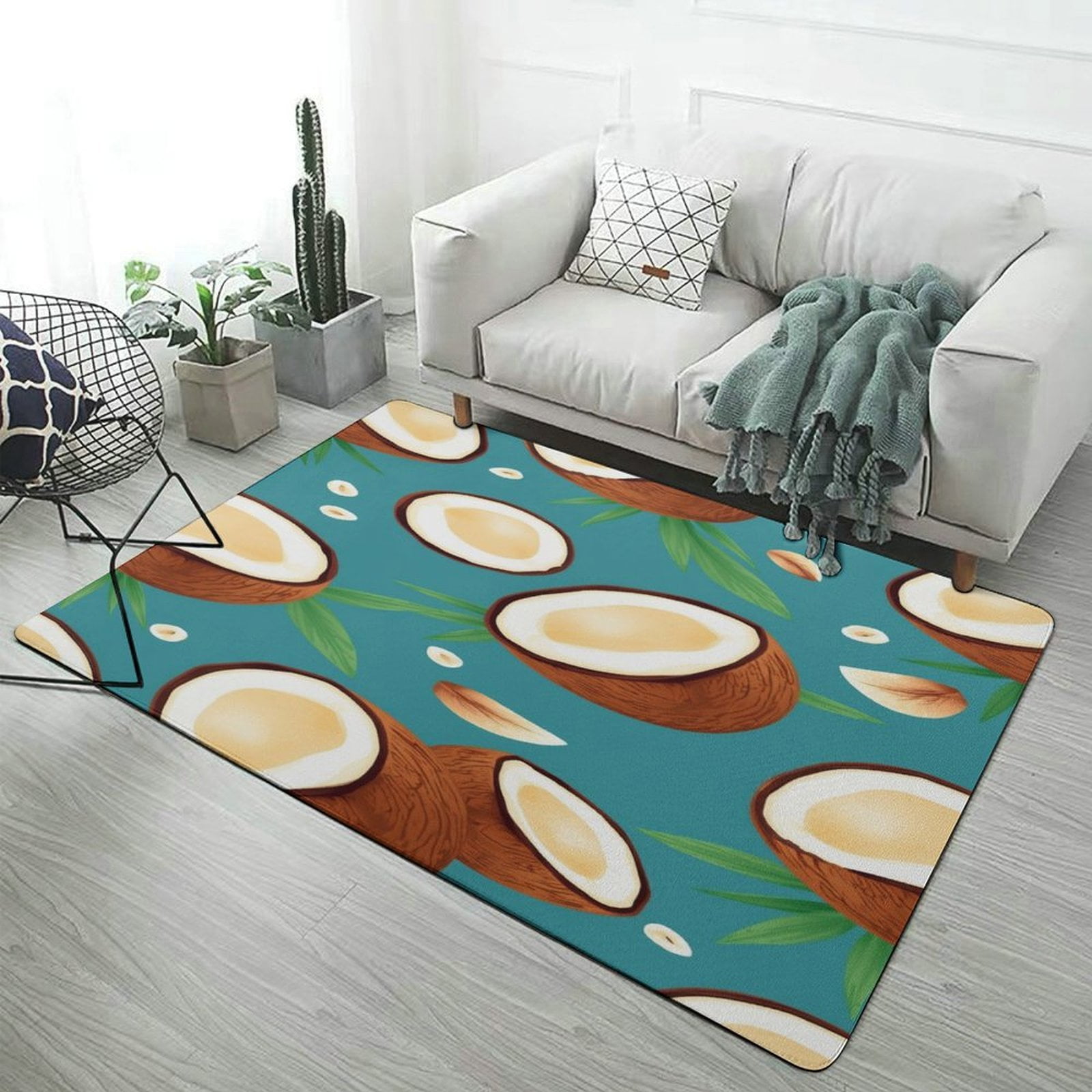 Tropical Coconut Pattern Carpet Large Size Living Room American Style ...