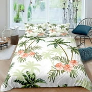 Tropical Coconut Tree King Duvet Cover Surfboard Palm Leaf Bedding Set Summer Ocean Quilt Cover Polyester Comforter Cover