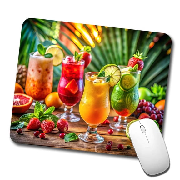 Tropical Colorful Fruity Drinks Mouse Pad Low Profile Gaming Mat