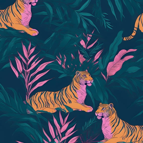 Tropical Contact Paper Tiger Wallpaper Peel and Stick Vintage Animal Wall Paper for Bedroom Bathroom Drawer Counter Cabinet Renter Friendly 17.5 x 78.5In