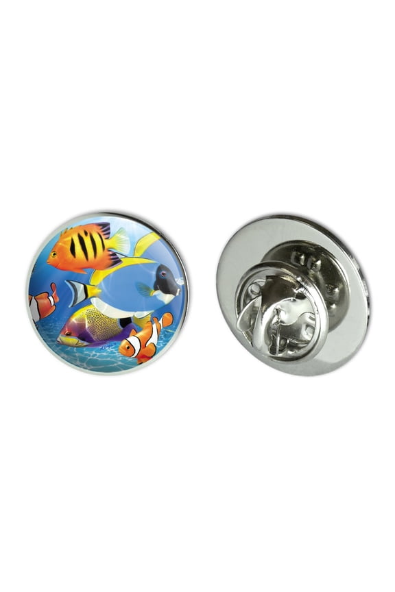 Tropical Coral Reef Fish Clown Metal 0.75" Lapel Hat Pin Tie Tack Pinback