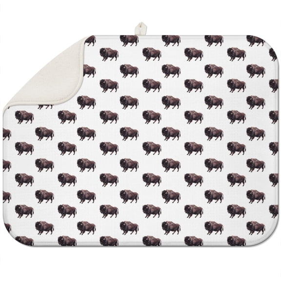 Tropical Cow & Rustic Nature Drying Mat - 18x24 Inch Super Absorbent Dish Drainer, Machine Washable Heat Resistant Sink Pad with Artistic Design